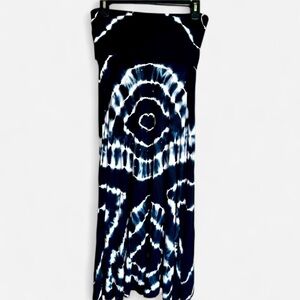 INC International Concepts Black & White Tie Dye Convertible Maxi Skirt Dress M